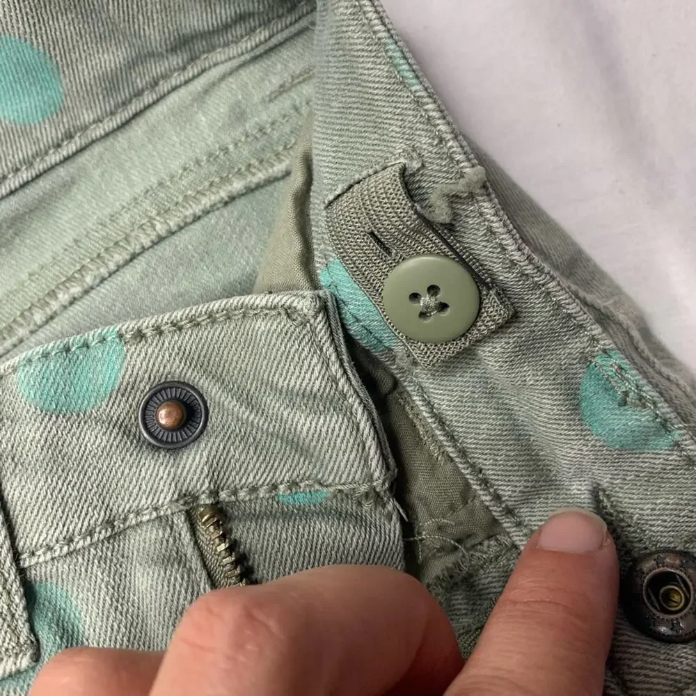 Cherokee XS jean green teal dots snap cuff shorts - Picture 4 of 4